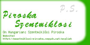 piroska szentmiklosi business card