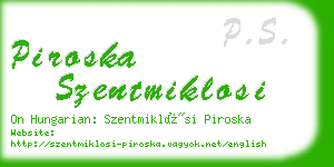 piroska szentmiklosi business card